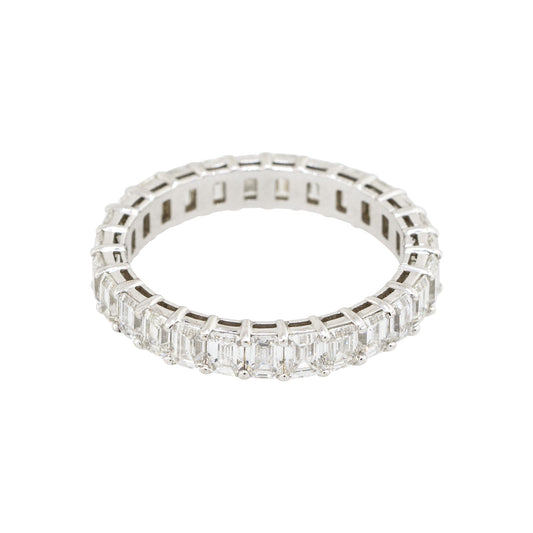 14k White Gold 2.60ctw Emerald Cut Diamond Eternity Wedding Band