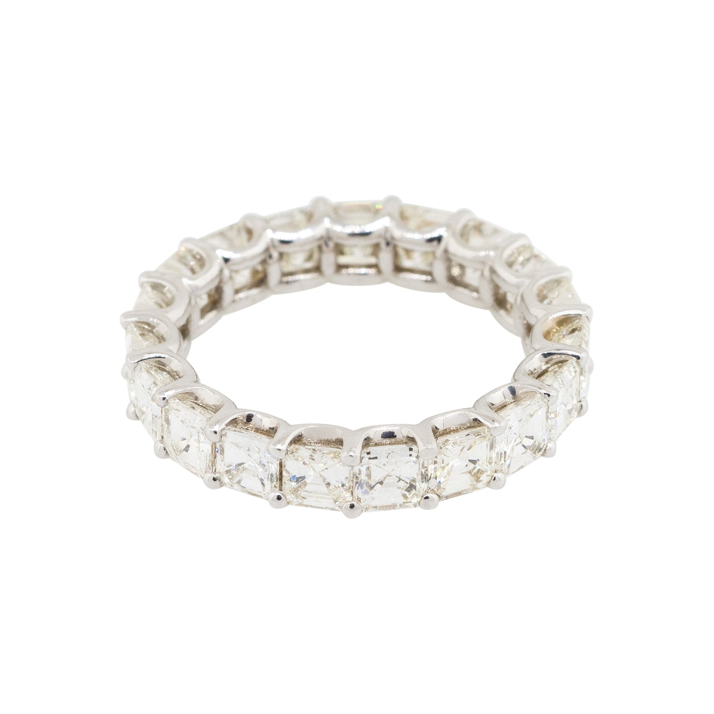 18k White Gold 4.71ctw Asscher Cut Diamond Eternity Wedding Ring
