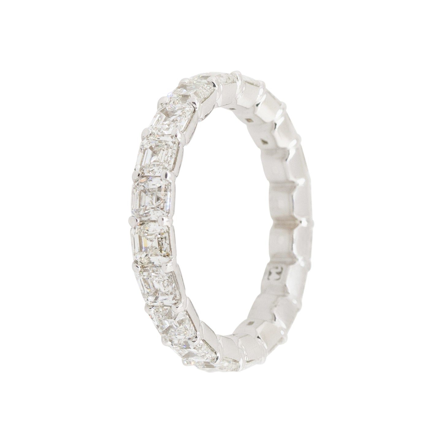 14k White Gold 3.95ctw Asscher Cut Diamond Eternity Wedding Band Ring
