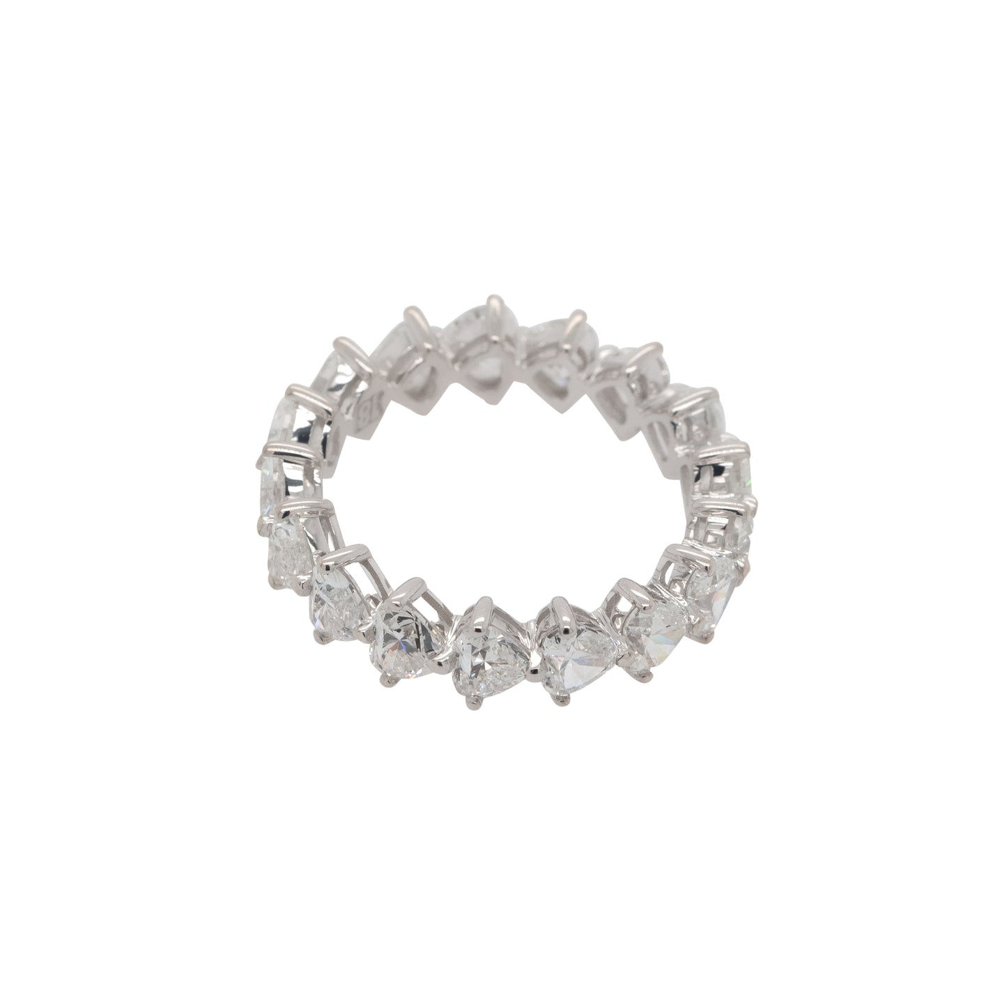 18k White Gold 4.12ctw Heart Shaped Natural Diamond Eternity Band Ring