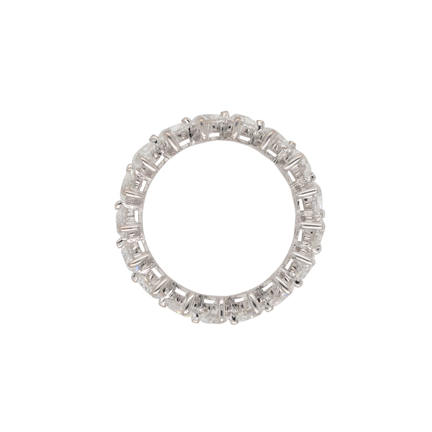 18k White Gold 4.12ctw Heart Shaped Natural Diamond Eternity Band Ring