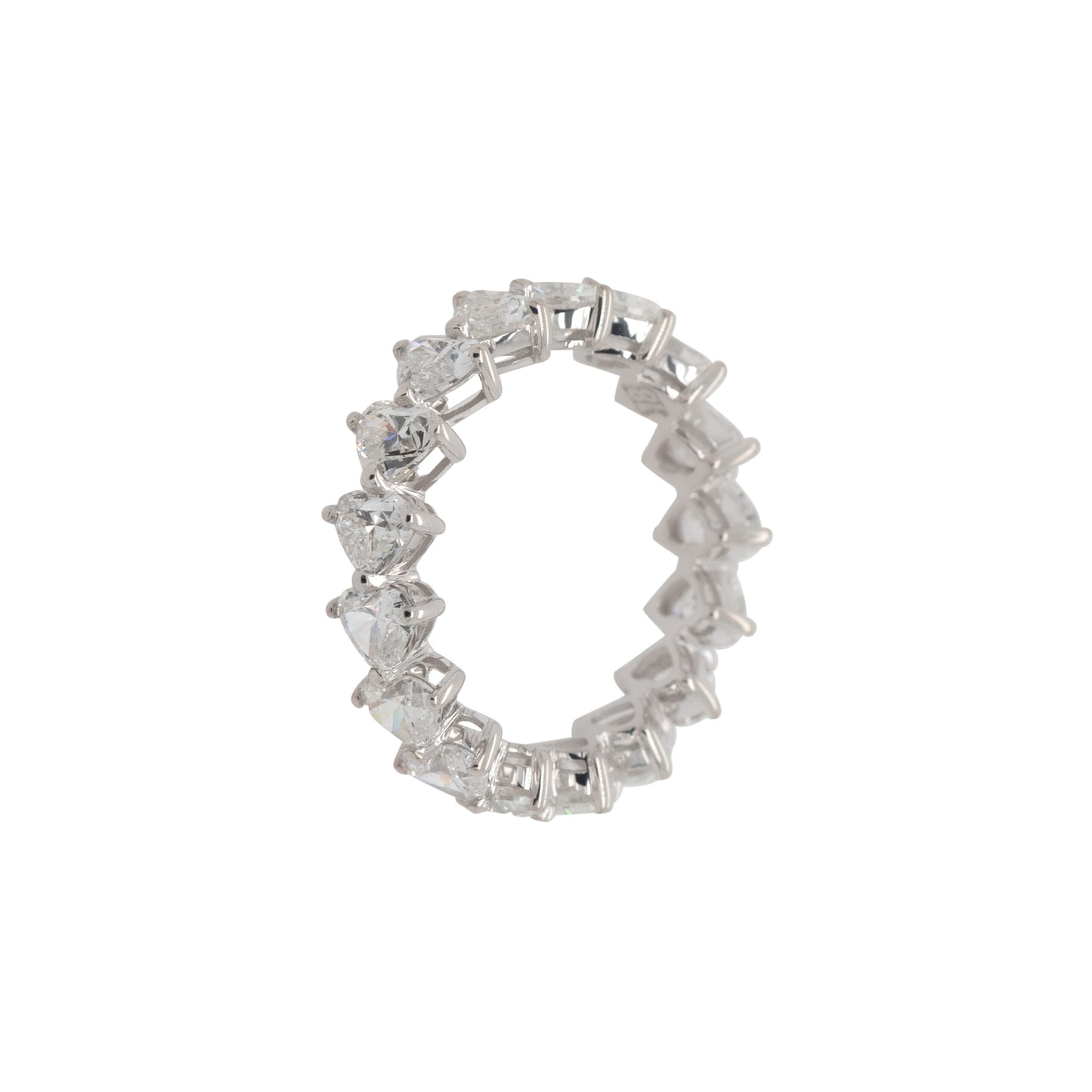18k White Gold 4.12ctw Heart Shaped Natural Diamond Eternity Band Ring