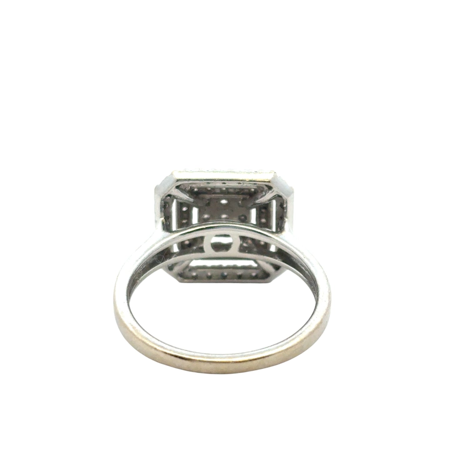 14k White Gold approx. 1.7ctw Round Pave Diamond Square Ring