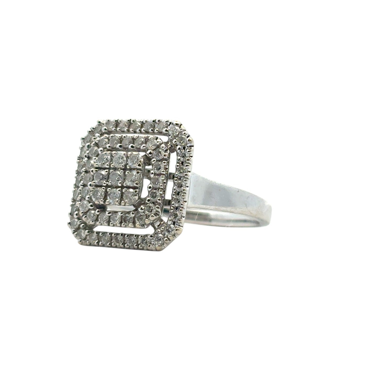 14k White Gold approx. 1.7ctw Round Pave Diamond Square Ring