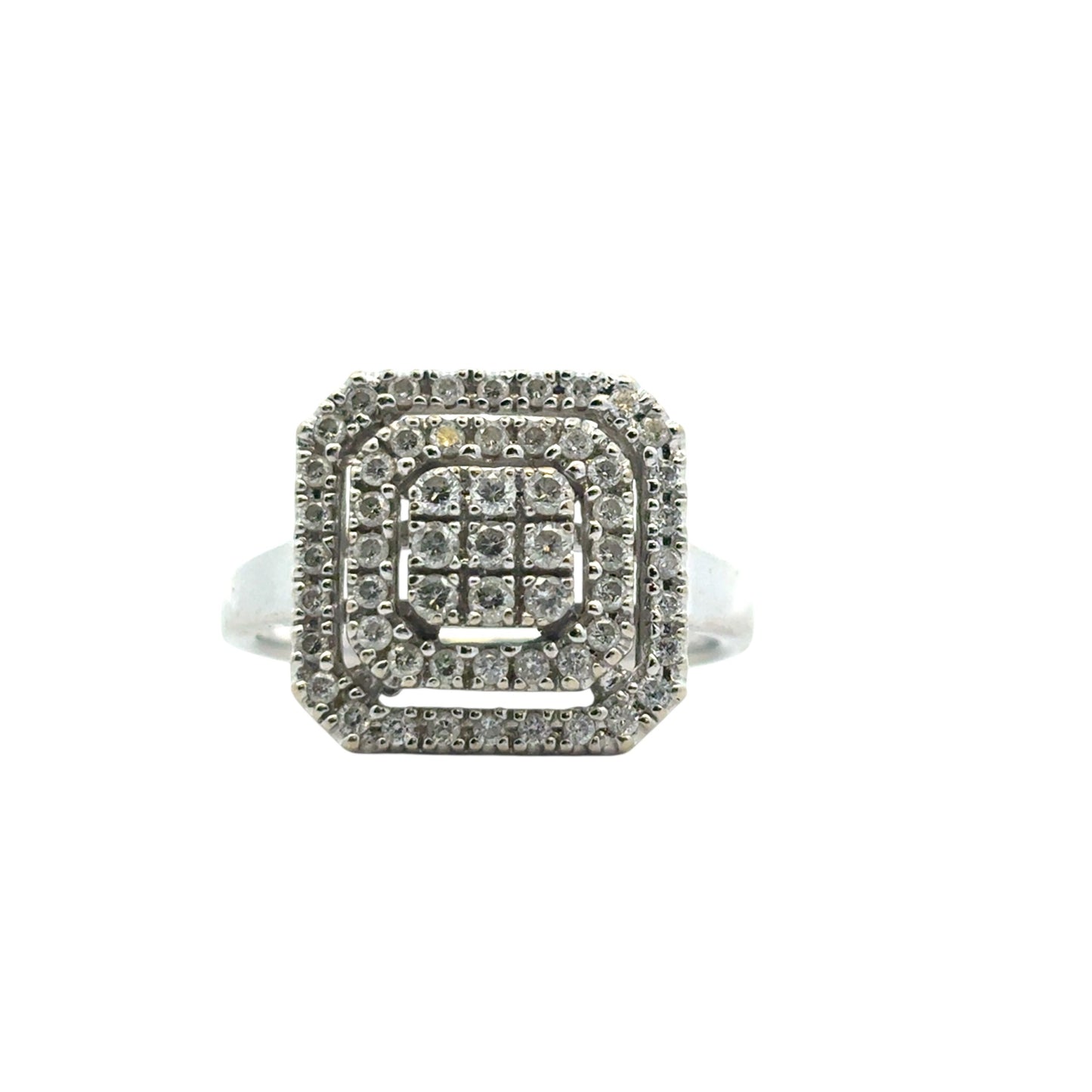 14k White Gold approx. 1.7ctw Round Pave Diamond Square Ring