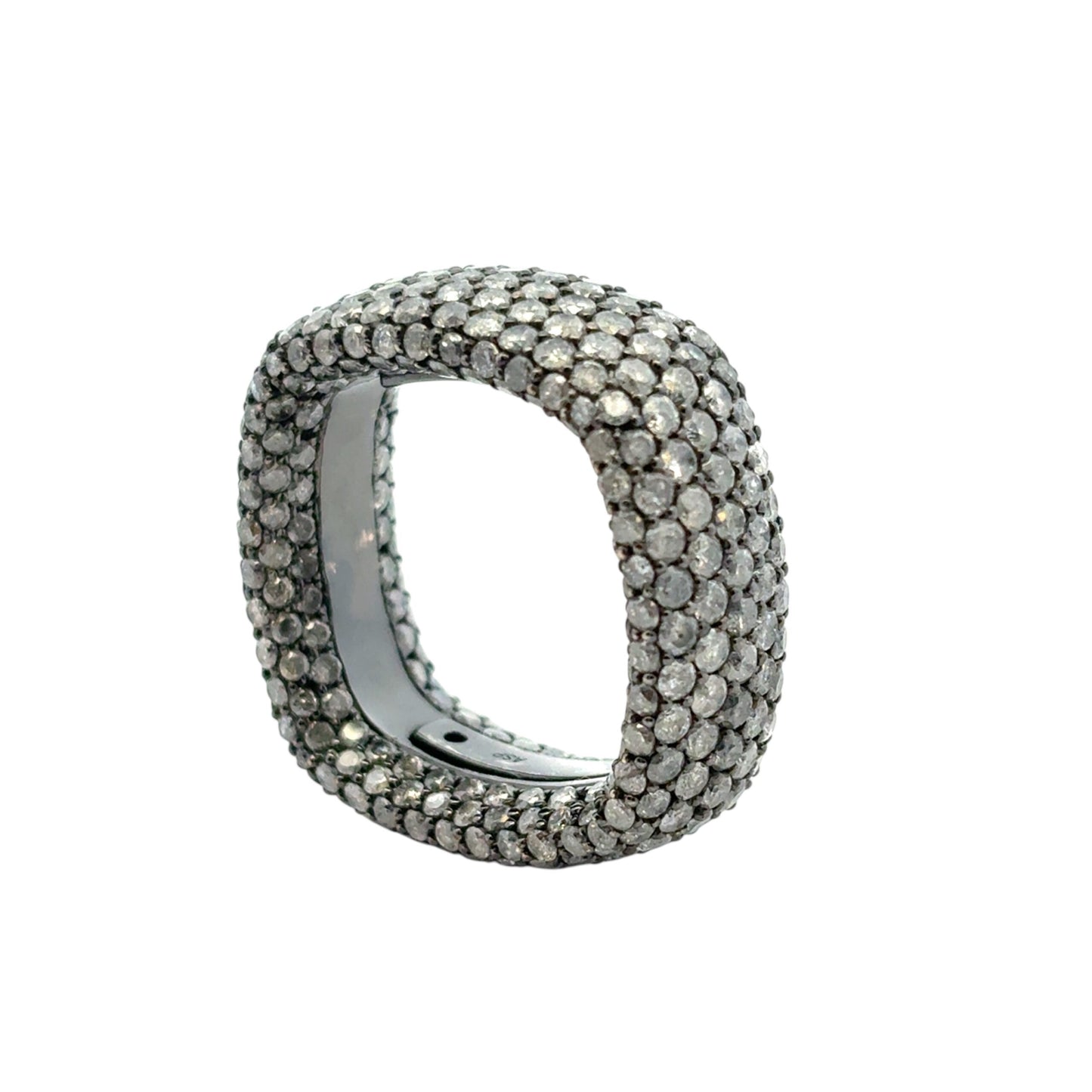 18k White Gold approx. 6.99ctw Black Diamond Square Ring