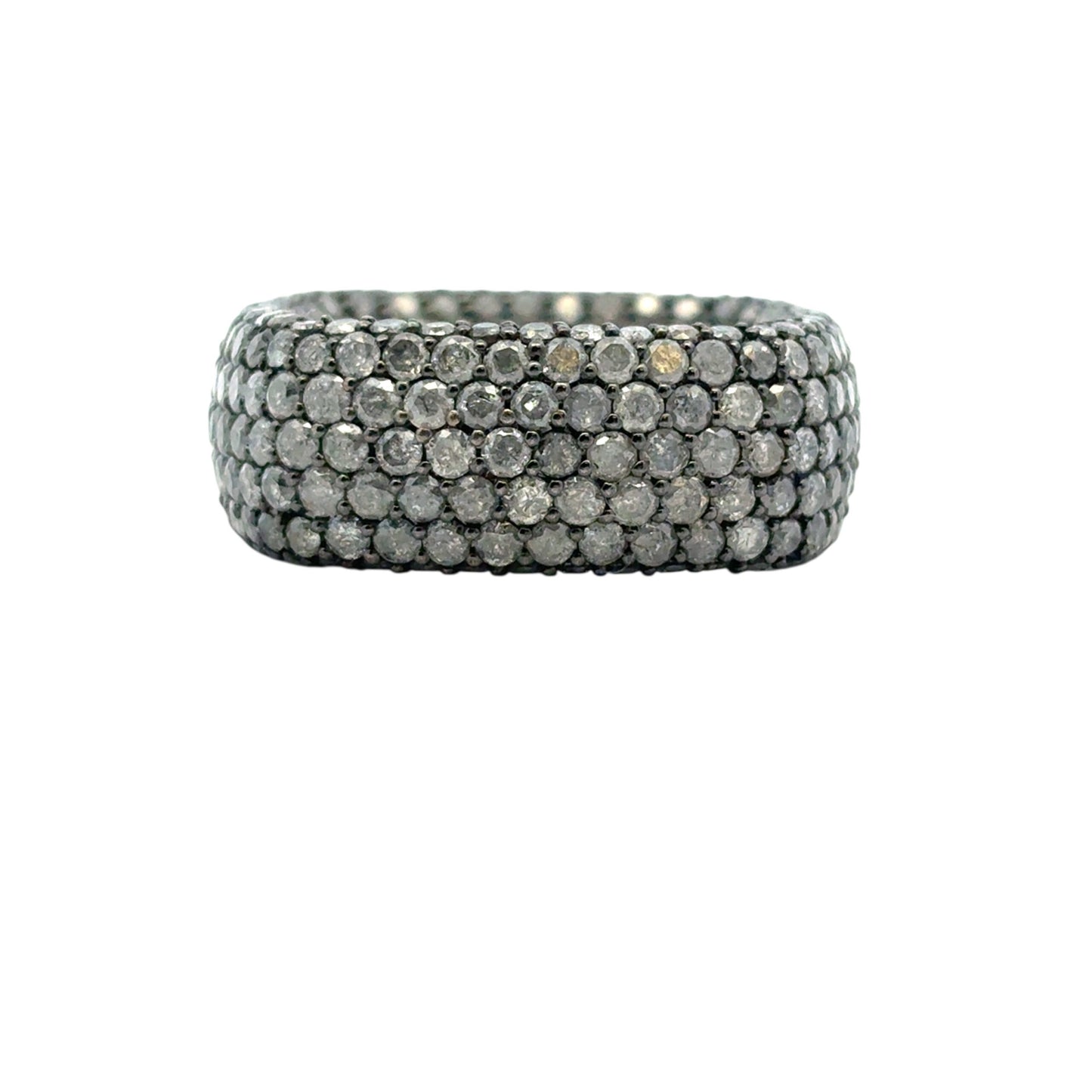 18k White Gold approx. 6.99ctw Black Diamond Square Ring