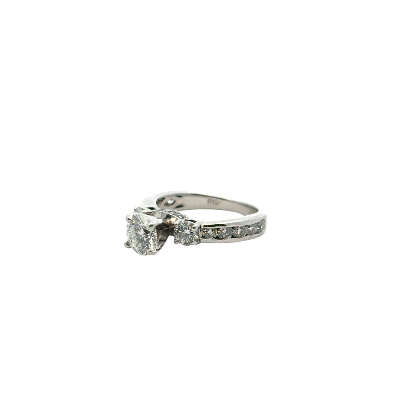 Platinum approx. 1.36ctw Natural Round Diamond Engagement Ring