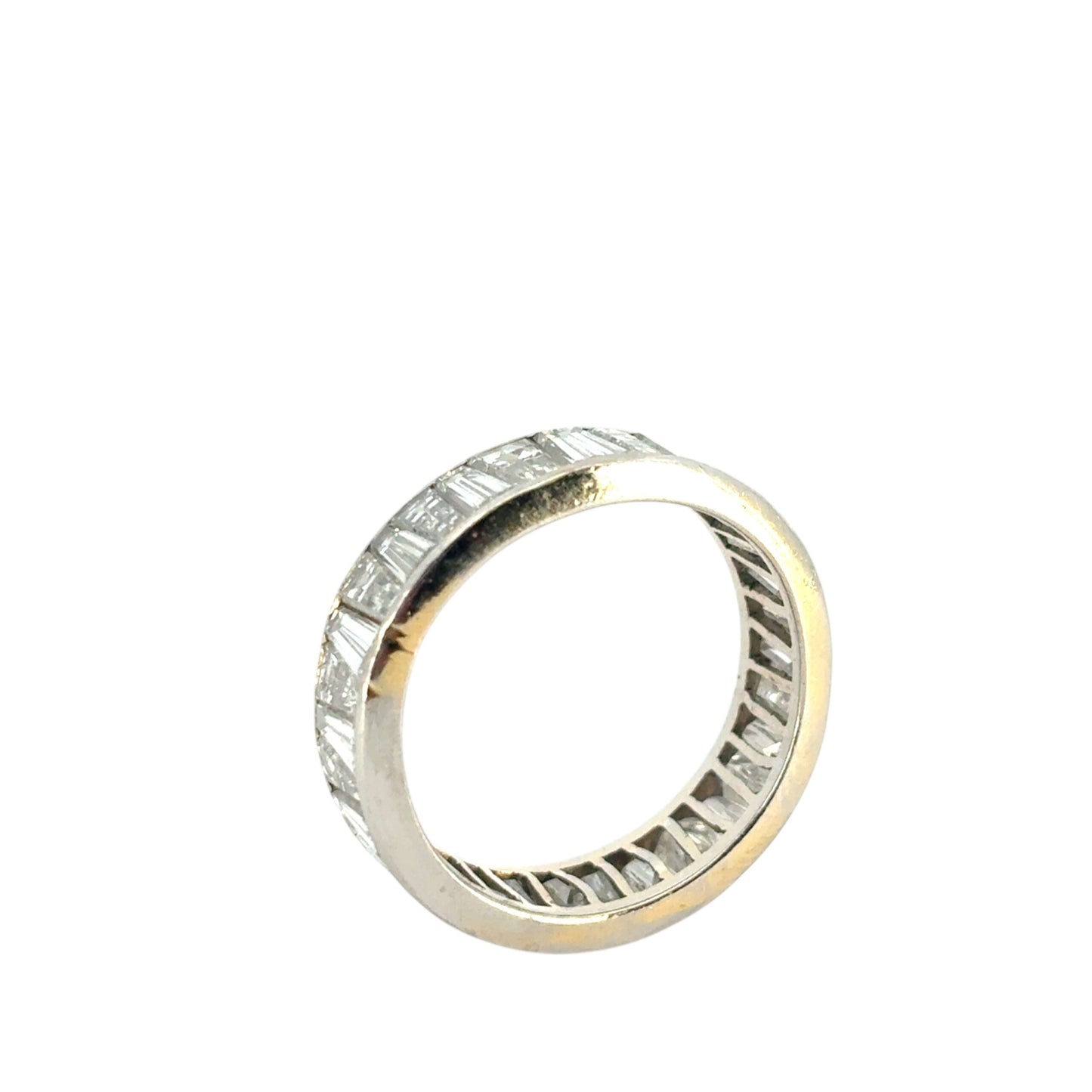 Vintage 14k White Gold Tapered Baguette Diamond Eternity Ring Band