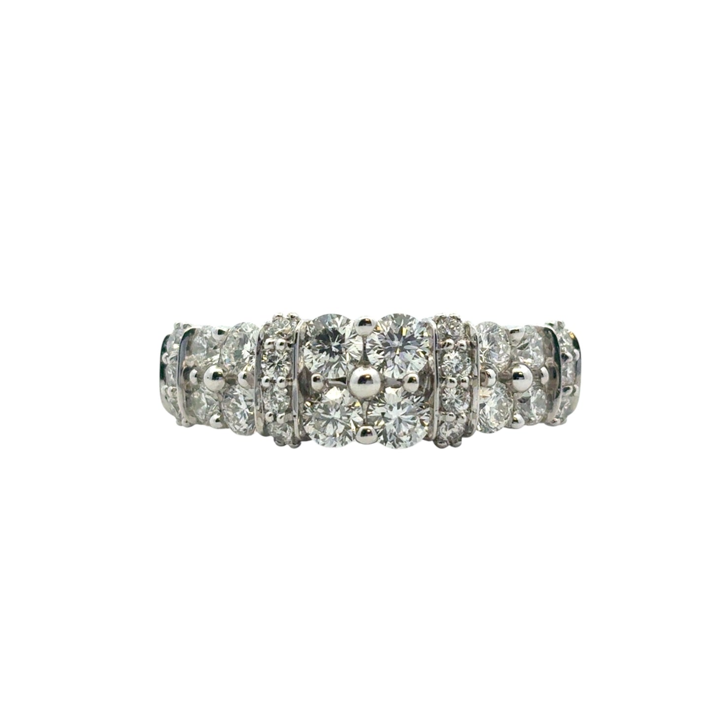 14k White Gold 2 Row approx. 1.43ctw Diamond Ring