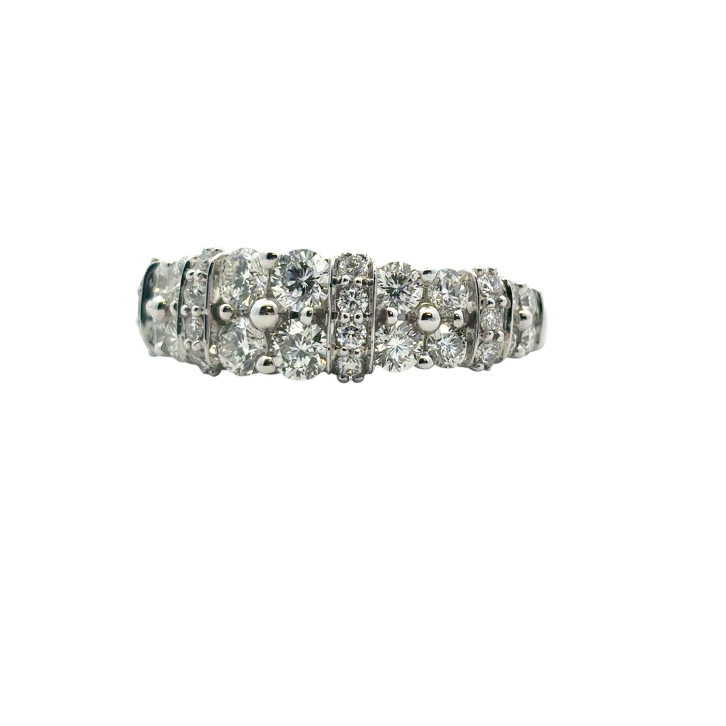 14k White Gold 2 Row approx. 1.43ctw Diamond Ring