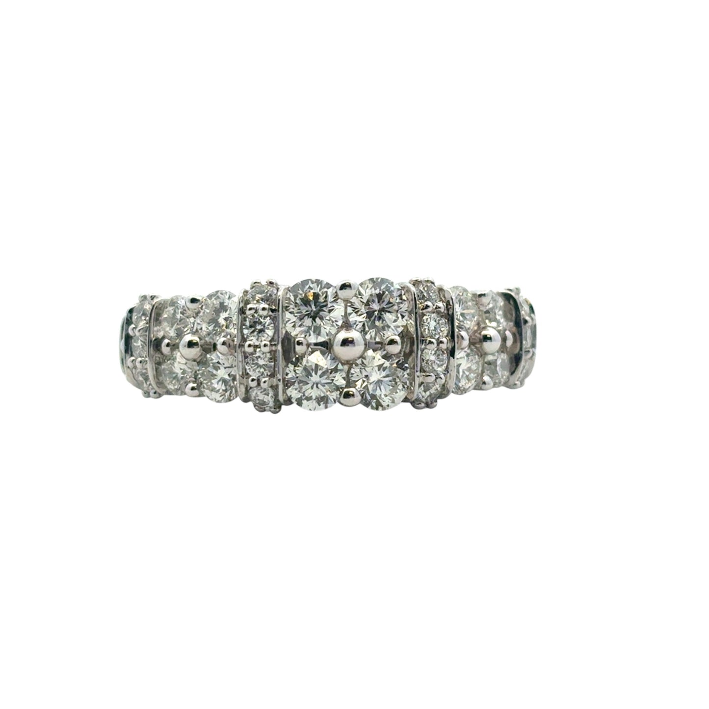 14k White Gold 2 Row approx. 1.43ctw Diamond Ring