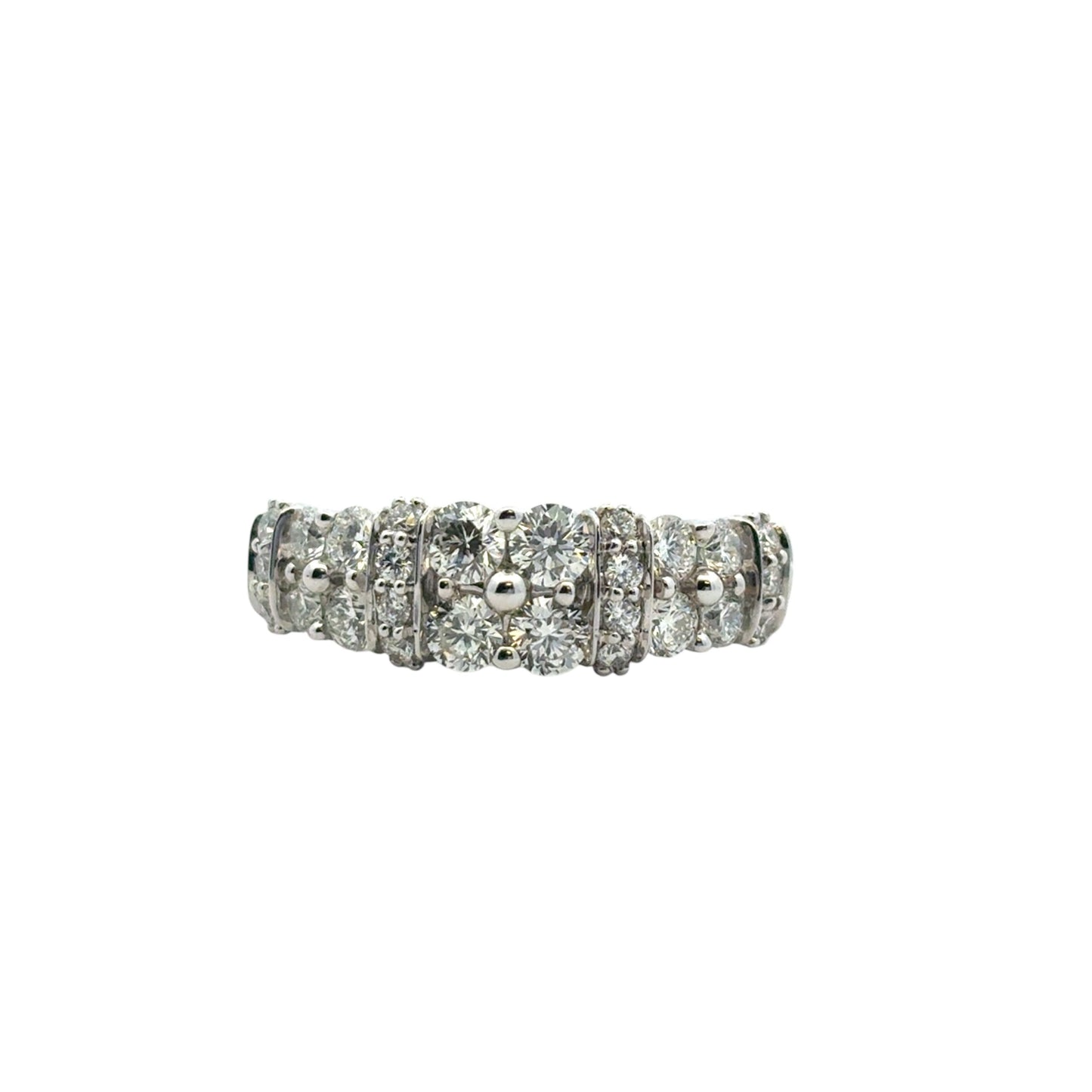 14k White Gold 2 Row approx. 1.43ctw Diamond Ring