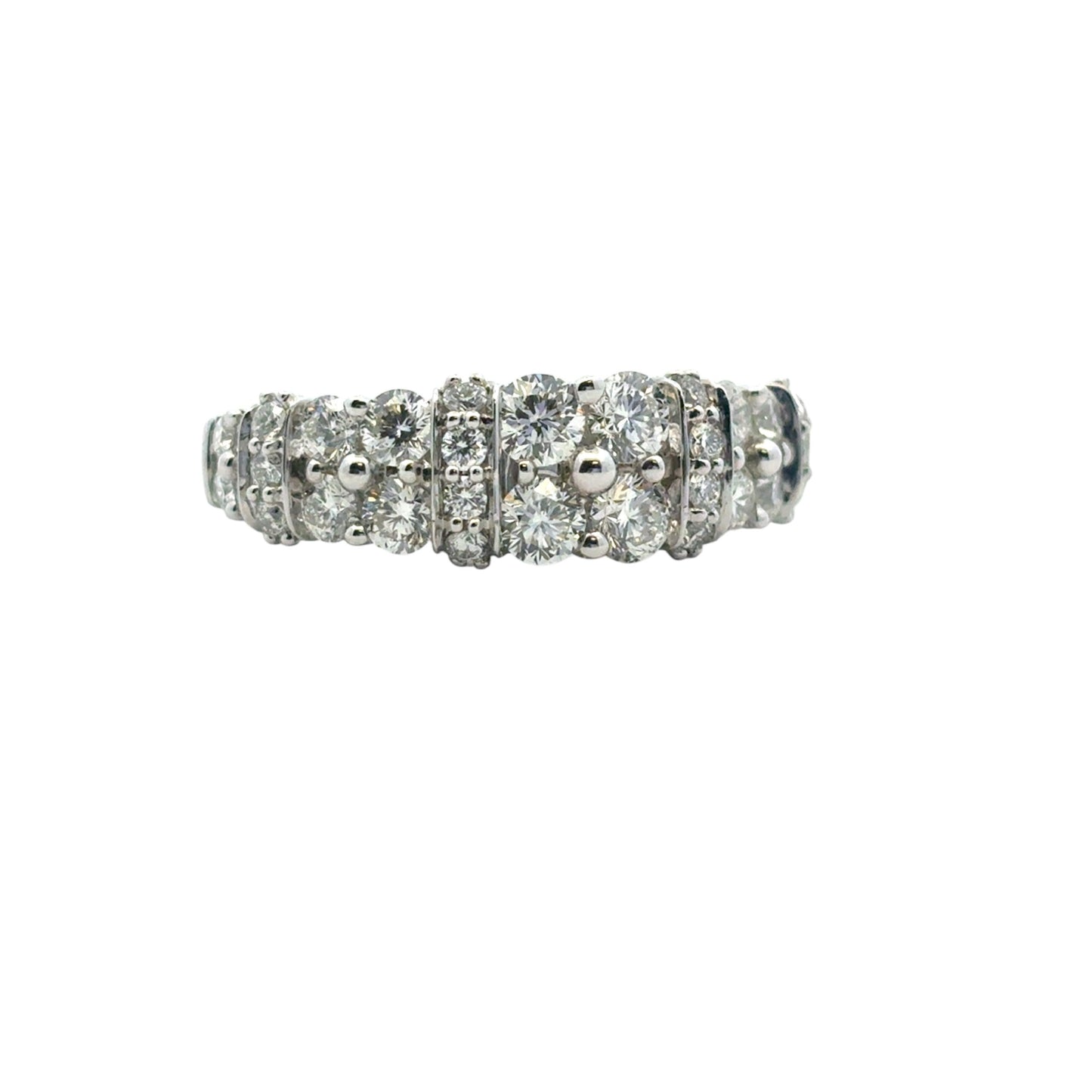14k White Gold 2 Row approx. 1.43ctw Diamond Ring