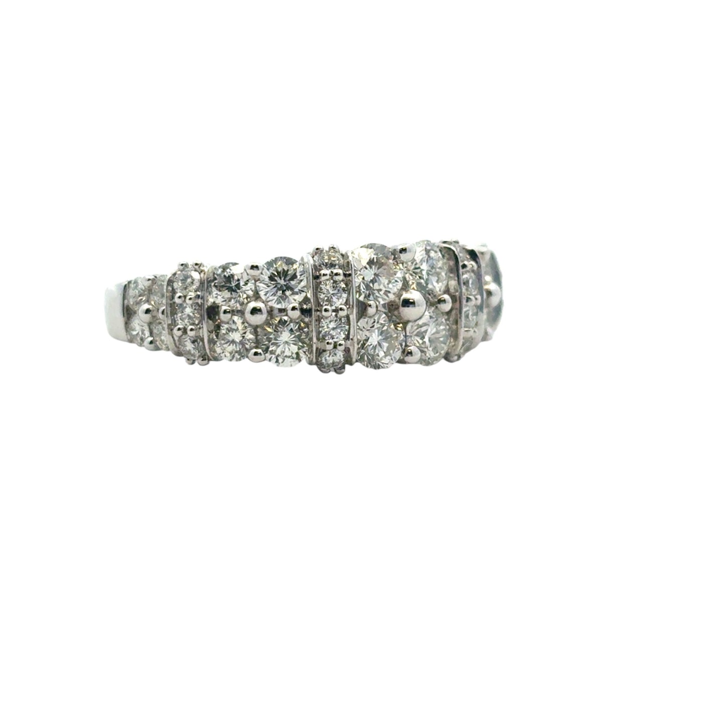 14k White Gold 2 Row approx. 1.43ctw Diamond Ring