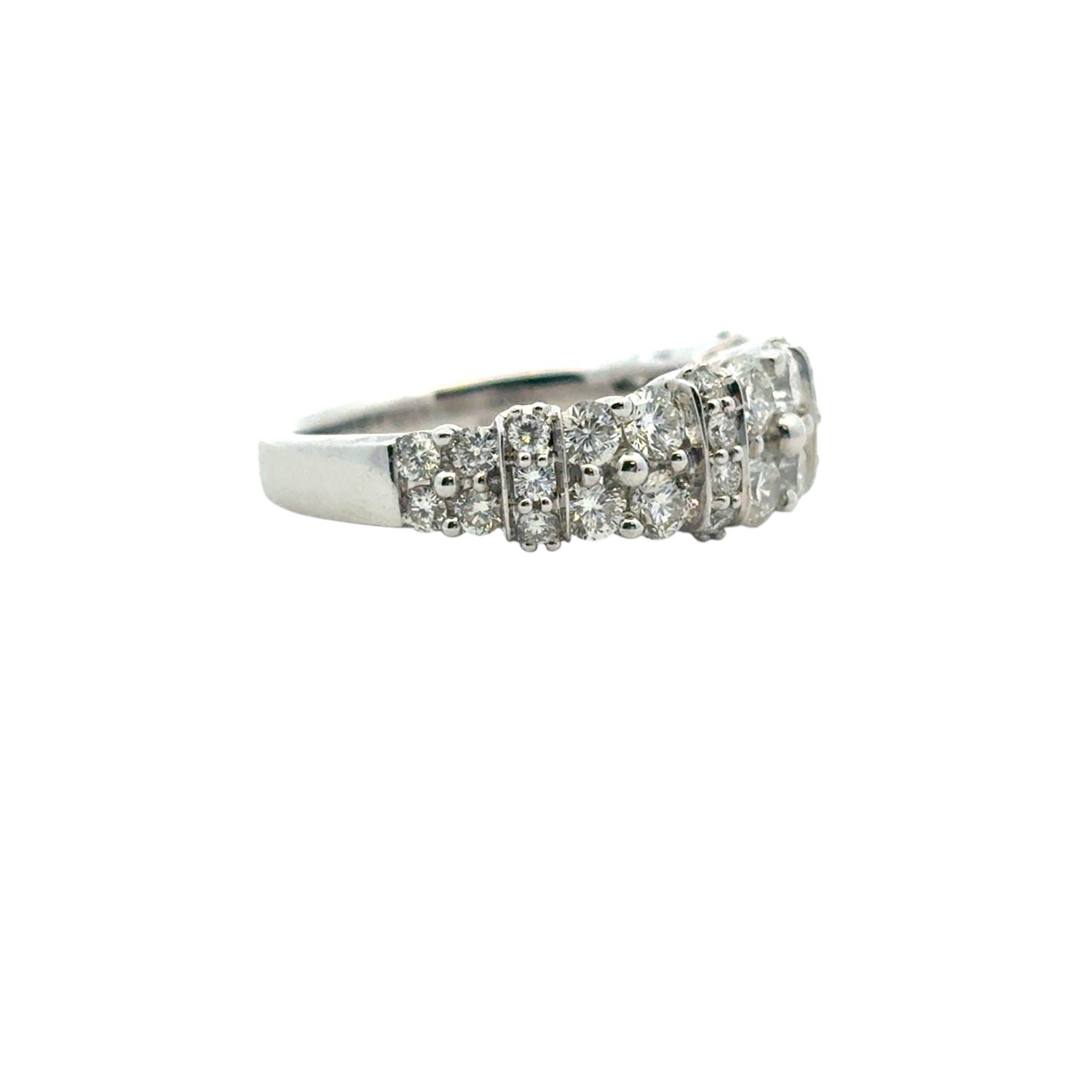 14k White Gold 2 Row approx. 1.43ctw Diamond Ring