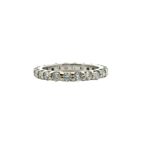14k White Gold 1.1ctw Natural Round Diamond Engagement Wedding Eternity Band Ring
