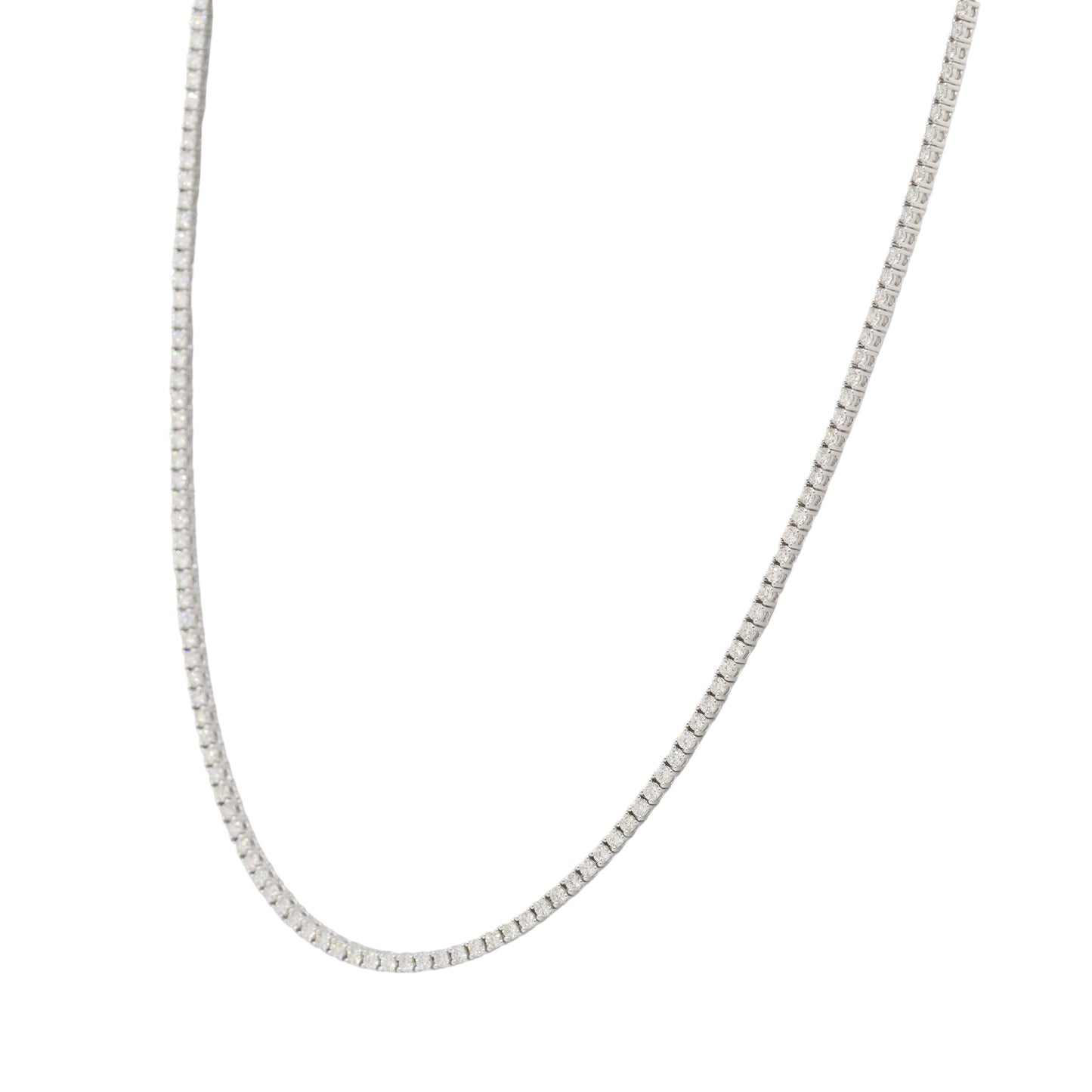 14k White Gold 4.65ctw Natural Round Brilliant Diamond Tennis Necklace