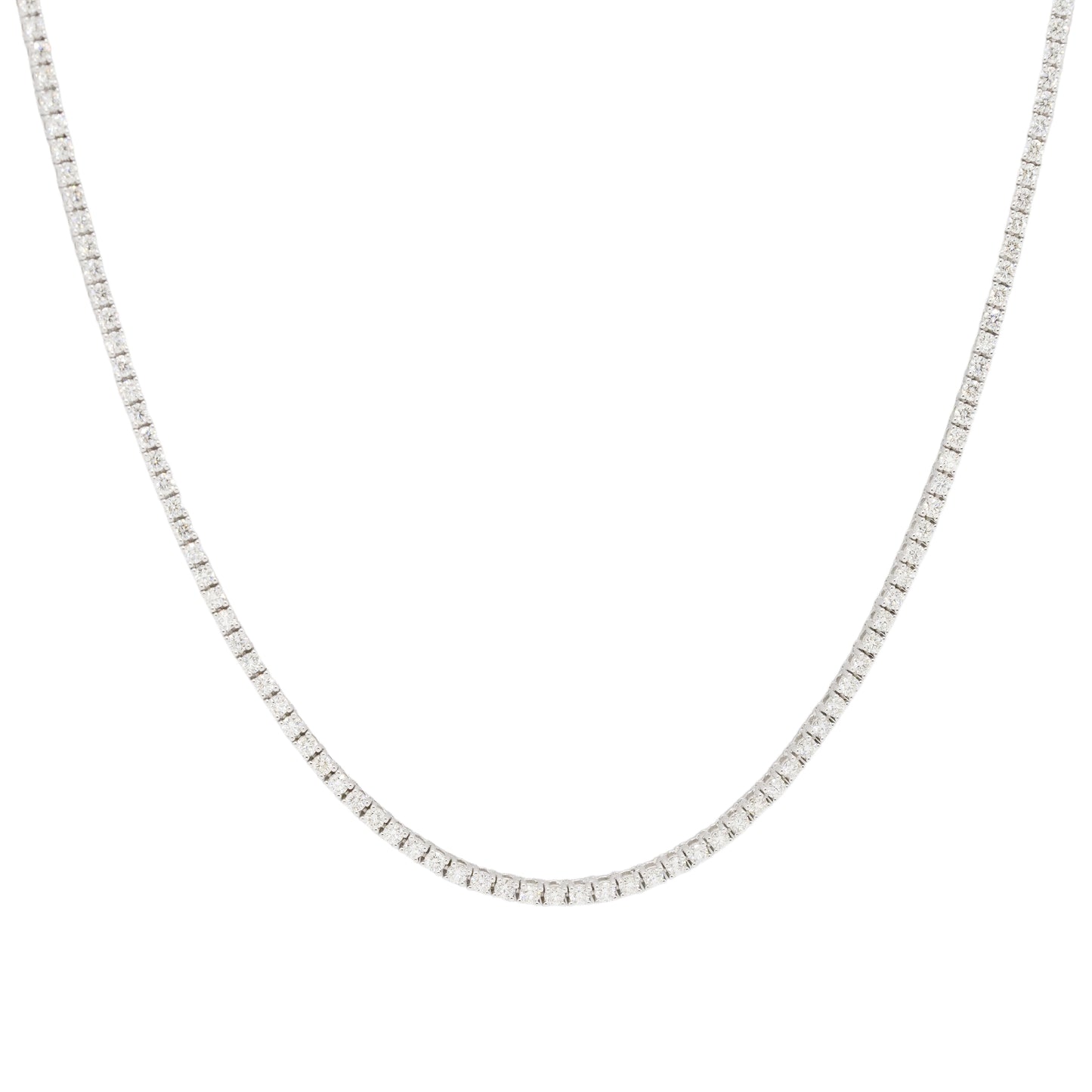 14k White Gold 4.65ctw Natural Round Brilliant Diamond Tennis Necklace