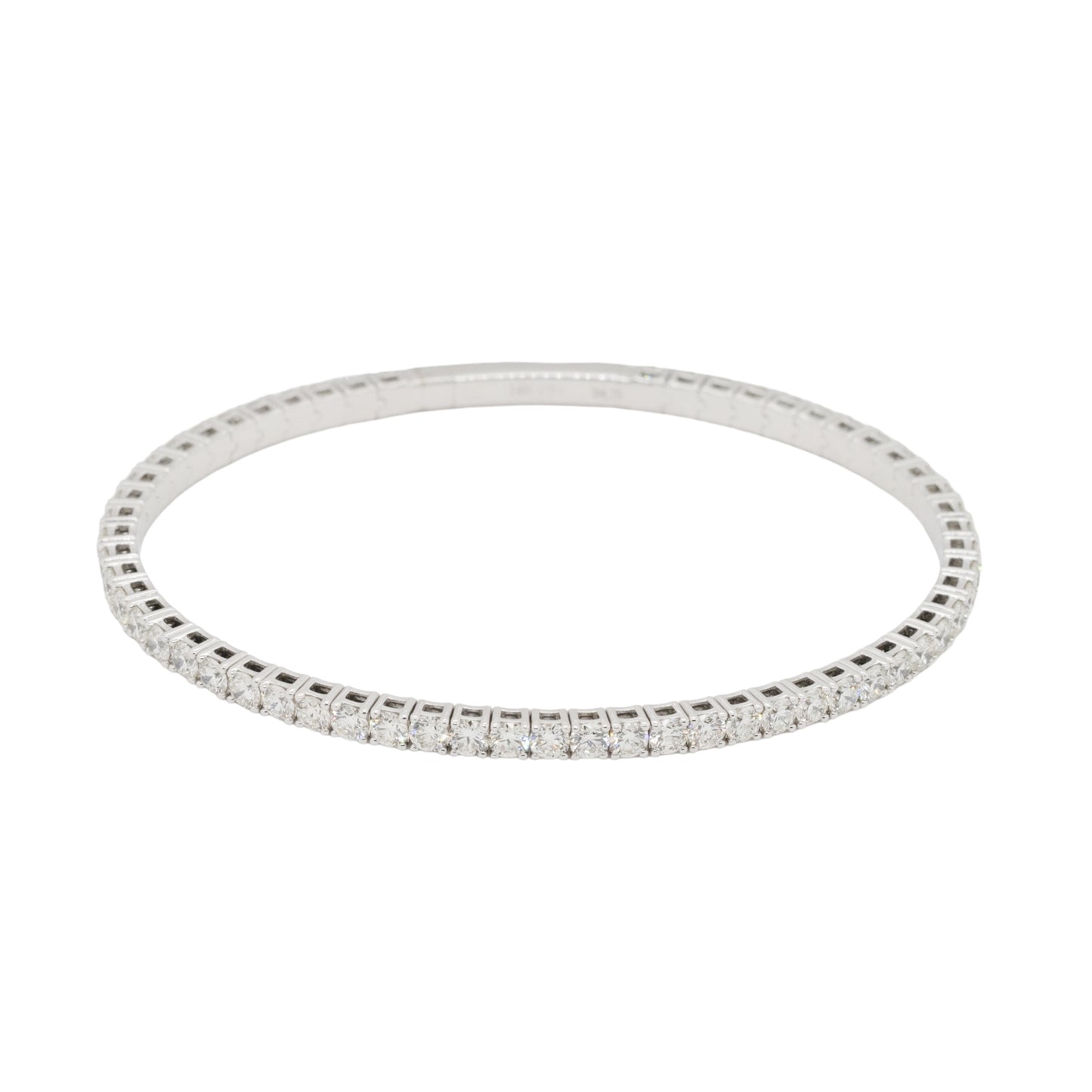 14k White Gold 4.75ctw Natural Diamond Tennis Stretch Style Bangle Bracelet