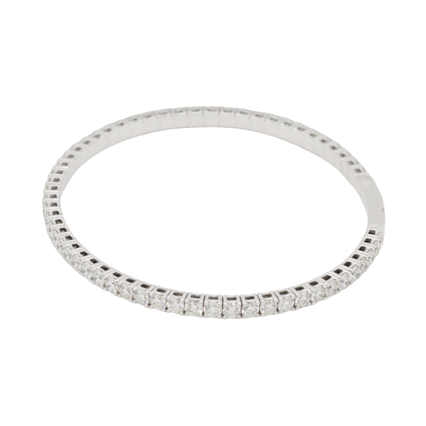 14k White Gold 4.75ctw Natural Diamond Tennis Stretch Style Bangle Bracelet