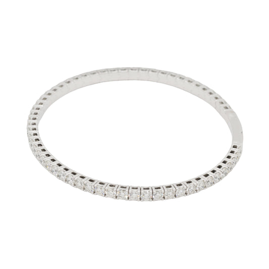 14k White Gold 4.75ctw Natural Diamond Tennis Stretch Style Bangle Bracelet