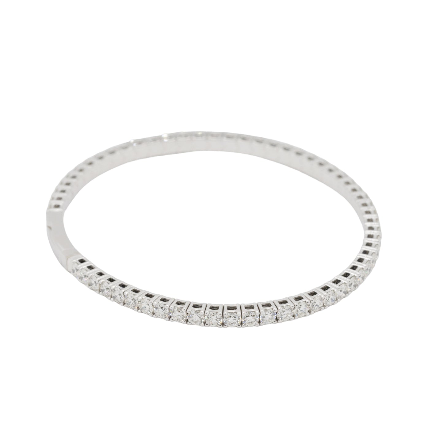 14k White Gold 4.75ctw Natural Diamond Tennis Stretch Style Bangle Bracelet