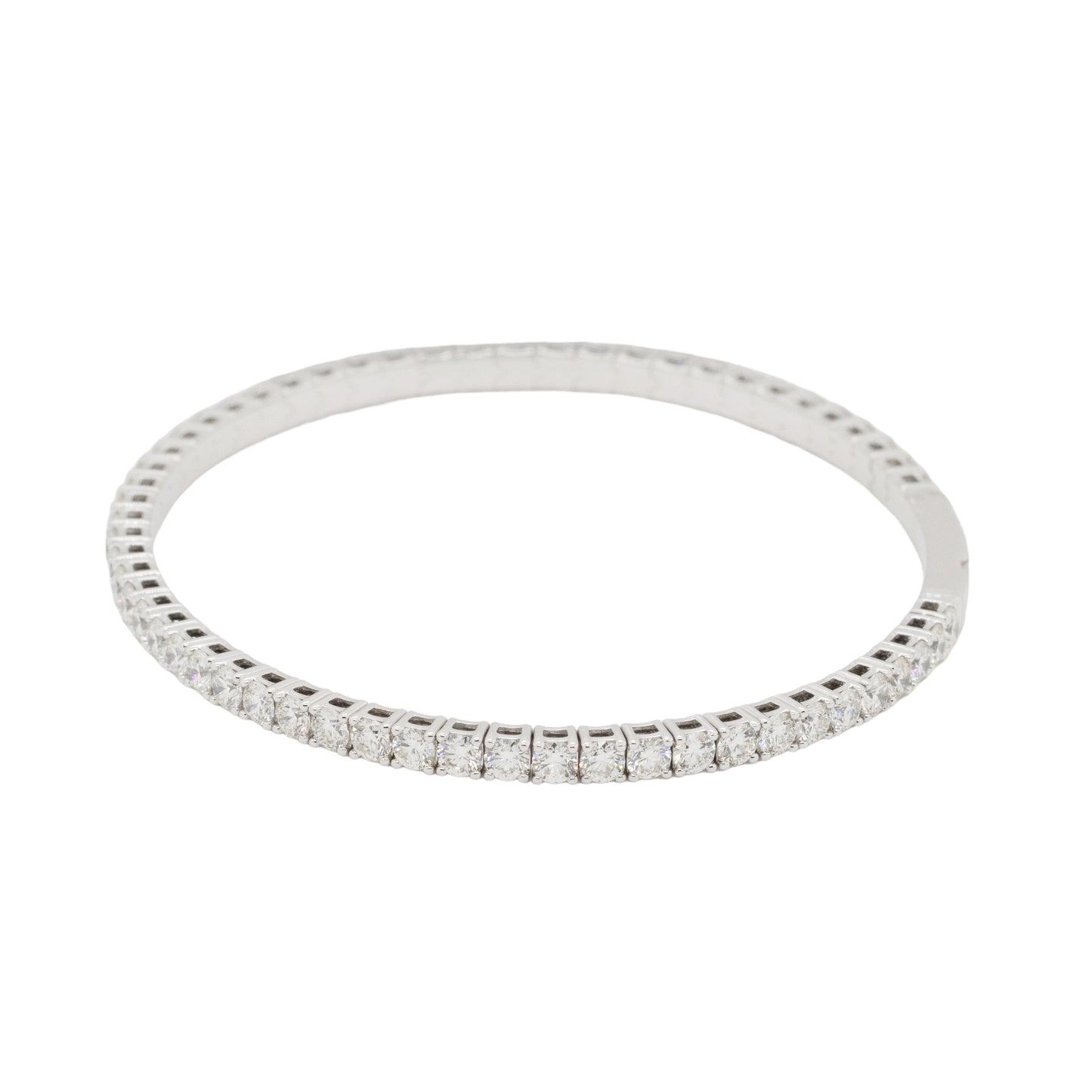 14k White Gold 4.75ctw Natural Diamond Tennis Stretch Style Bangle Bracelet