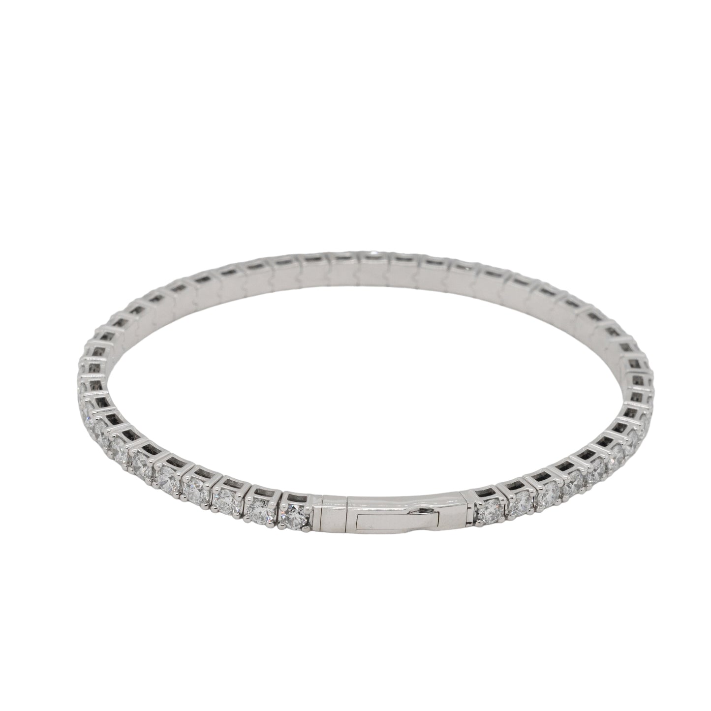 14k White Gold 5.0ctw Natural Diamond Tennis Stretch Style Bangle Bracelet