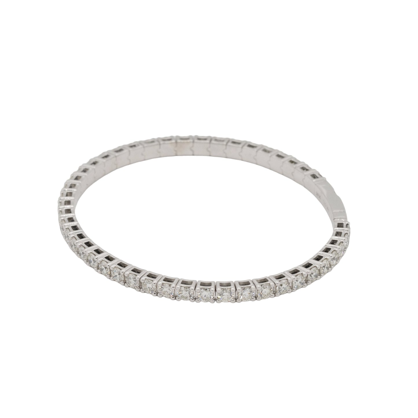14k White Gold 5.0ctw Natural Diamond Tennis Stretch Style Bangle Bracelet
