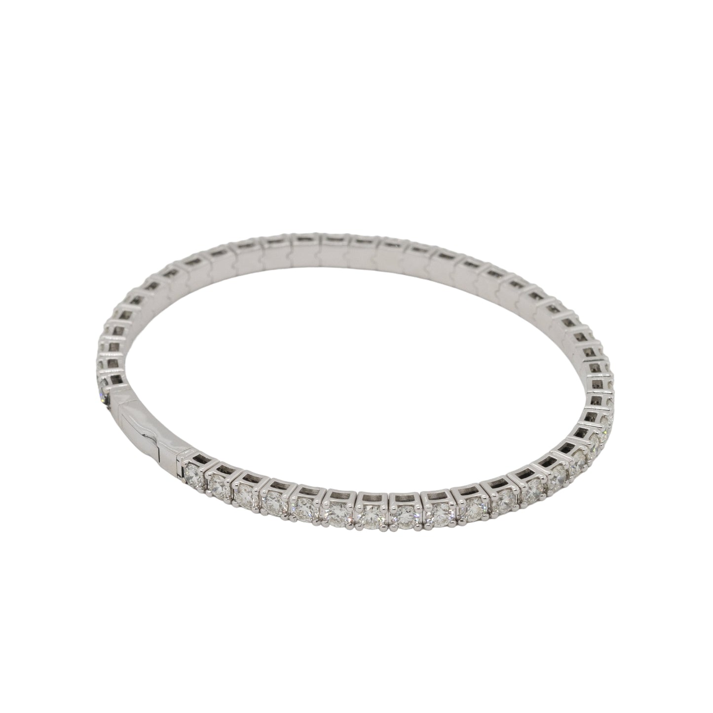 14k White Gold 5.0ctw Natural Diamond Tennis Stretch Style Bangle Bracelet