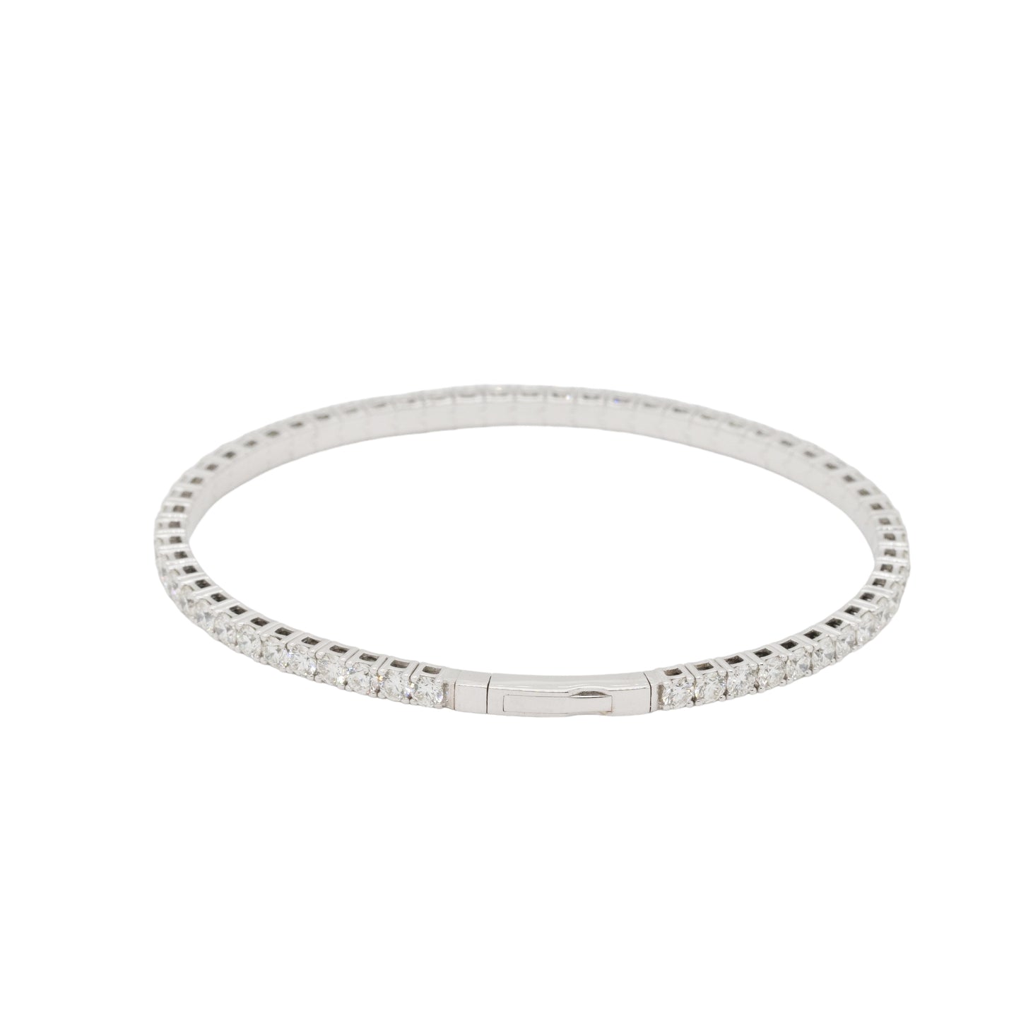 14k White Gold 4.76ctw Natural Diamond Stretch Bangle Bracelet