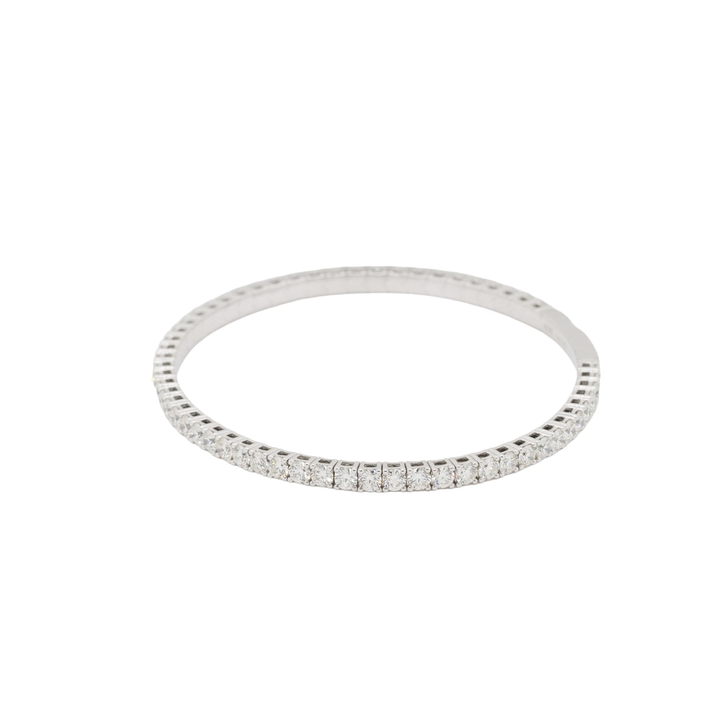 14k White Gold 4.76ctw Natural Diamond Stretch Bangle Bracelet