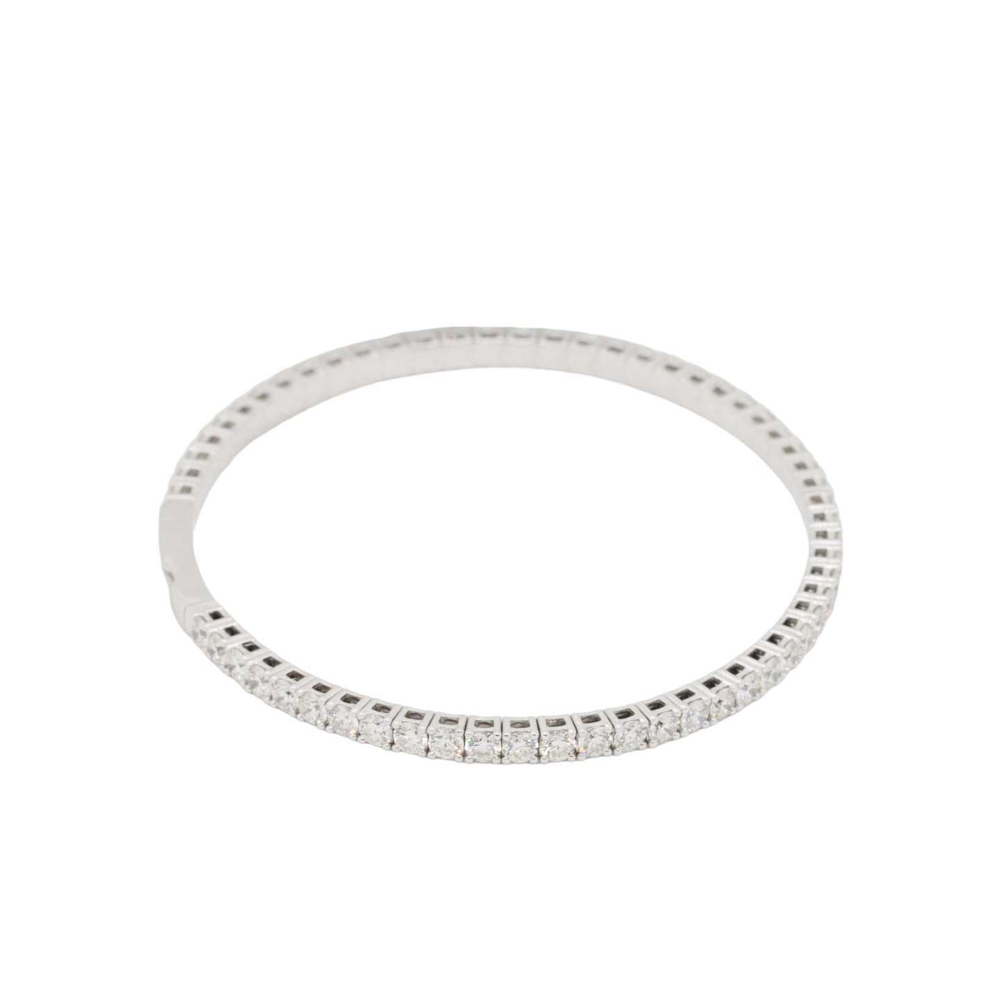14k White Gold 4.76ctw Natural Diamond Stretch Bangle Bracelet