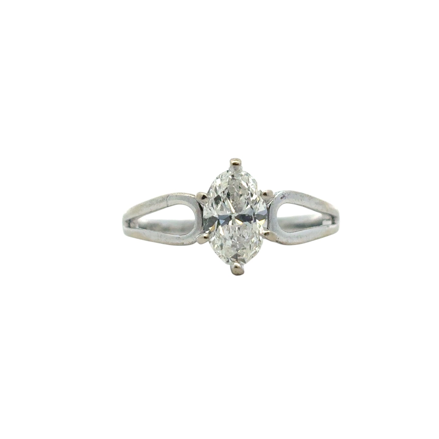 14k White Gold approx. 0.75 ct Natural Marquise Diamond Ring