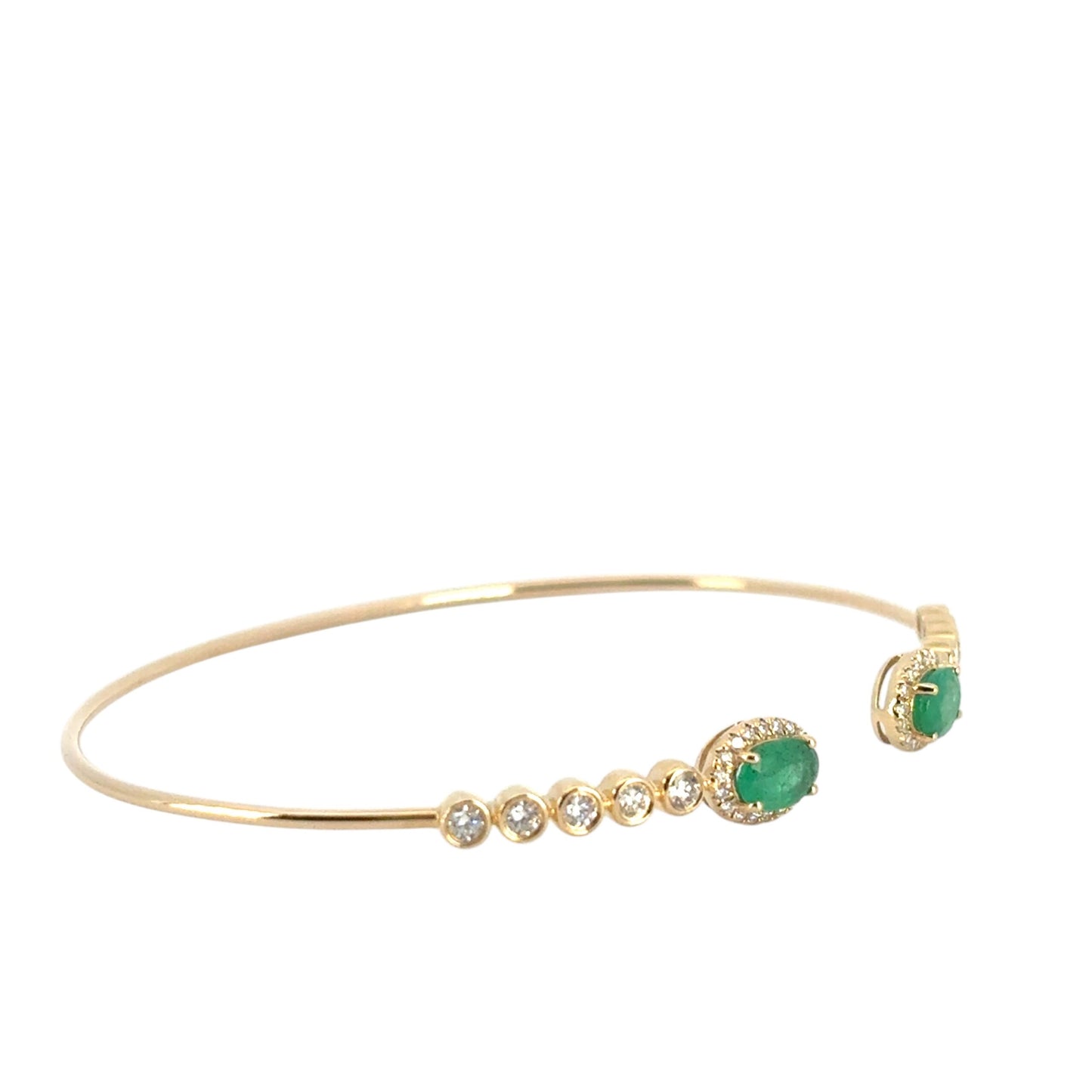 14k Yellow Gold 0.53ctw Round Brilliant Diamond and 0.88ctw Emerald Bracelet