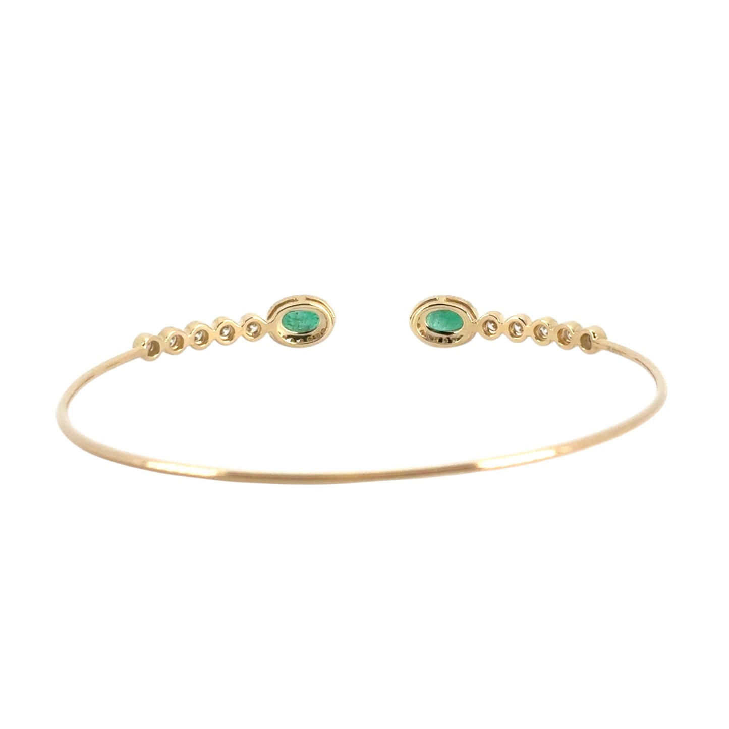 14k Yellow Gold 0.53ctw Round Brilliant Diamond and 0.88ctw Emerald Bracelet