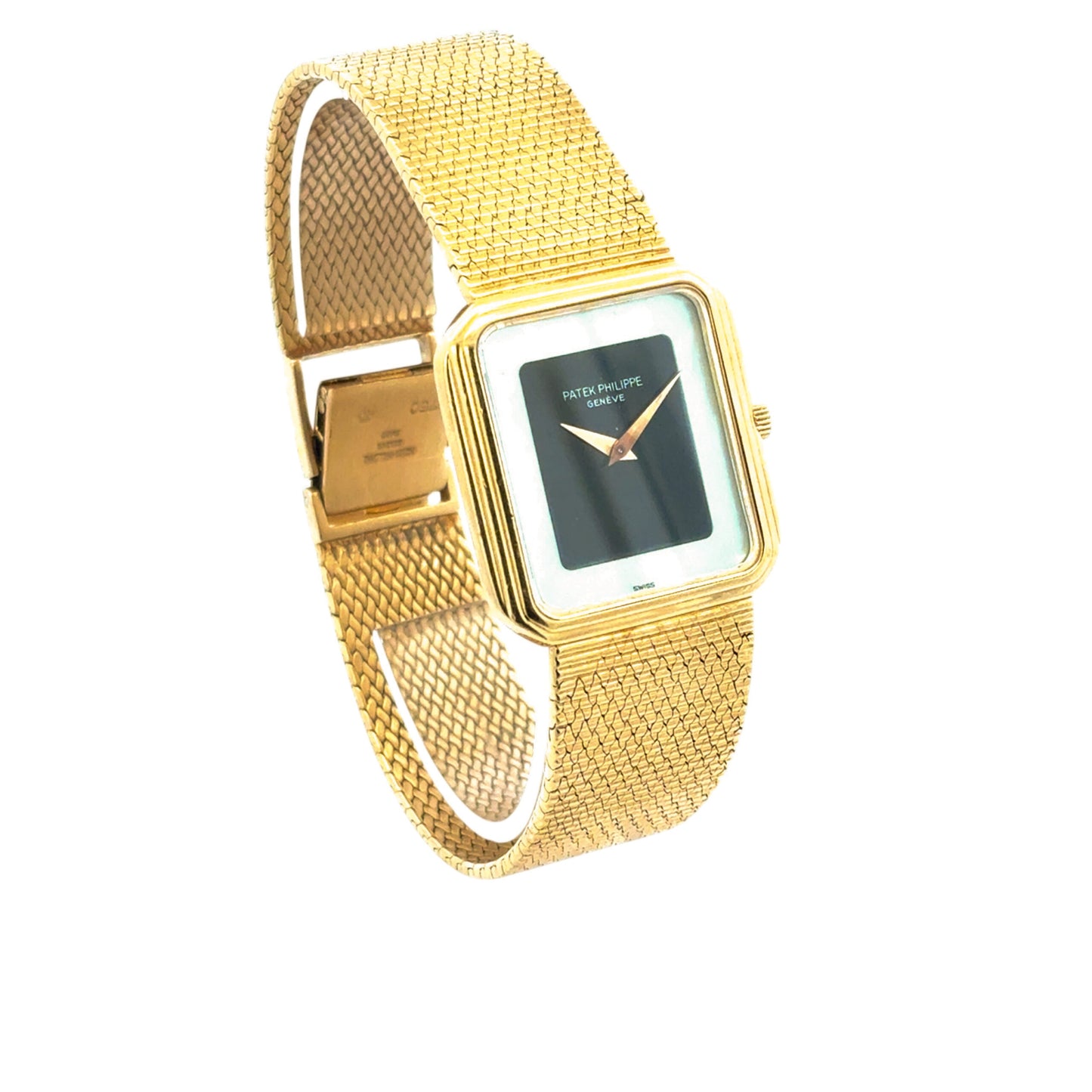 Vintage Patek Philippe Geneve 3851/1 Onyx Nacre Mother of Pearl 18k Yellow Gold Watch