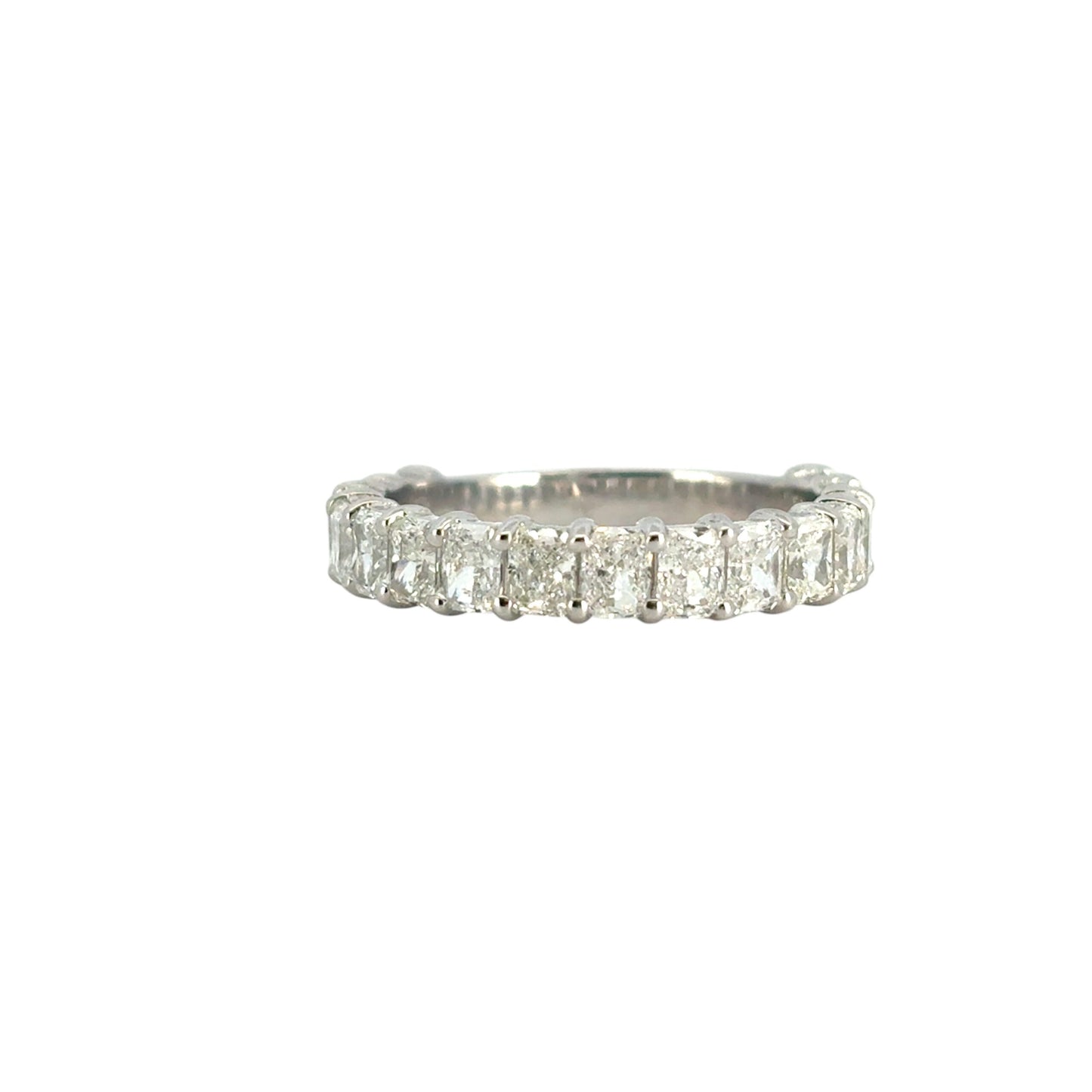 14k White Gold 2.32ctw Emerald Diamond 3/4 Eternity Band Ring