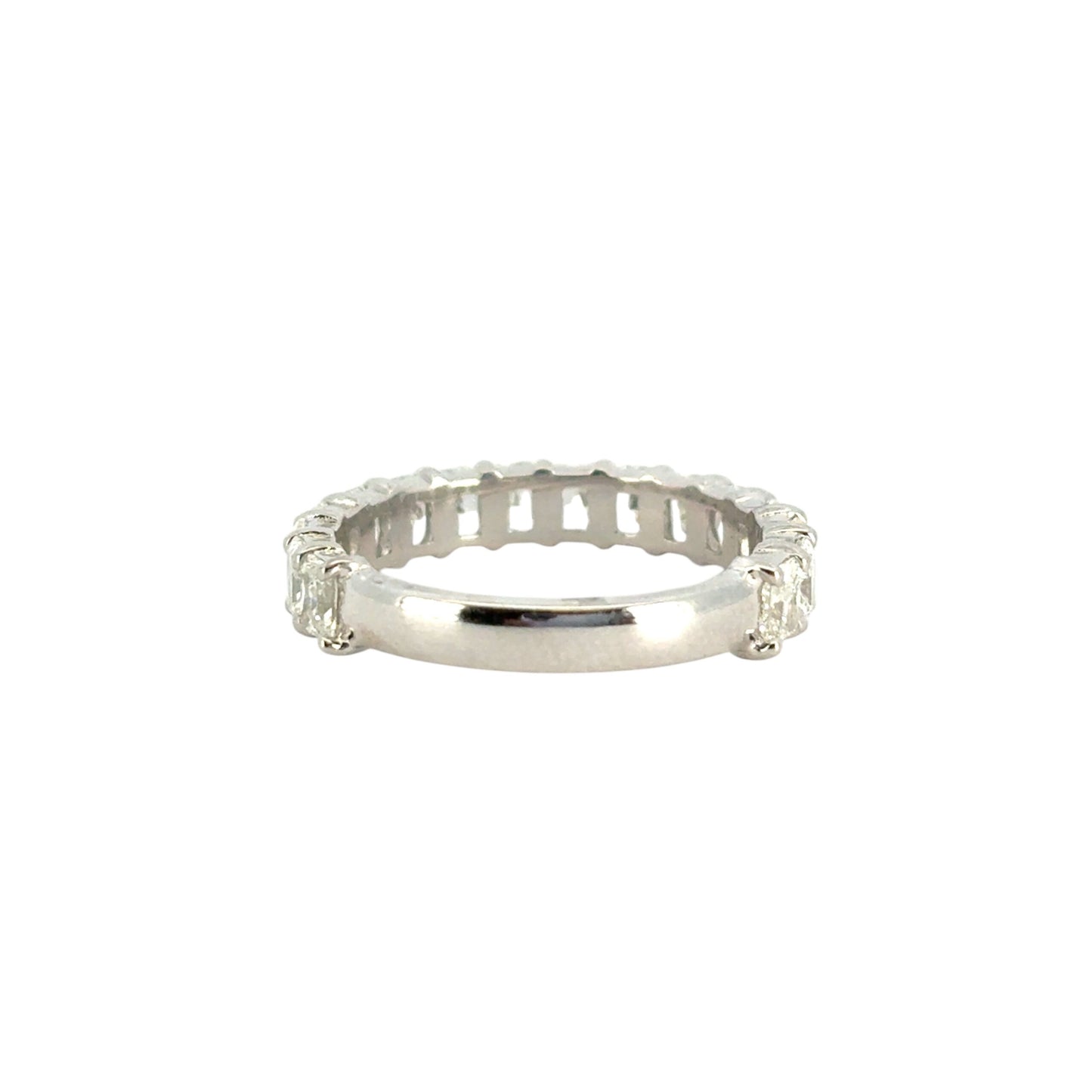 14k White Gold 2.32ctw Emerald Diamond 3/4 Eternity Band Ring