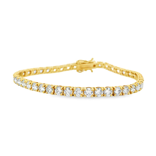 14k Yellow Gold 9.04ctw Round Brilliant Diamond Tennis Bracelet