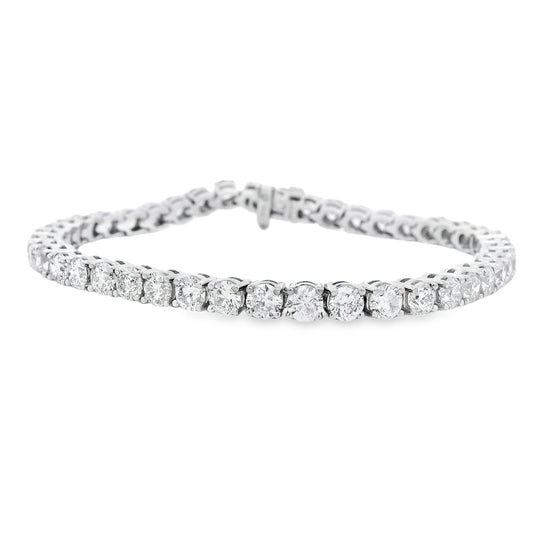 14k White Gold 10.95ct Natural Round Brilliant Diamond Tennis Bracelet
