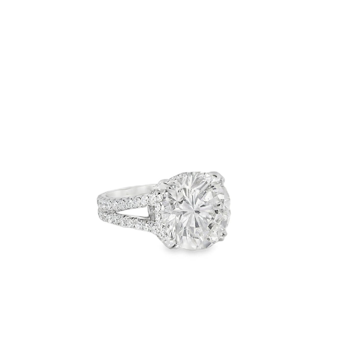 18k White Gold 8.09ct EGL Certified Natural Round Brilliant Diamond Engagement Ring