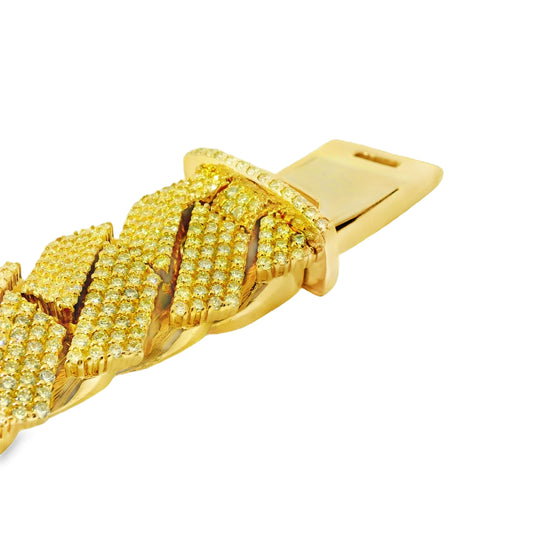 14k Yellow Gold 70.30ctw Natural Round Brilliant Diamond-Set Cuban Chain