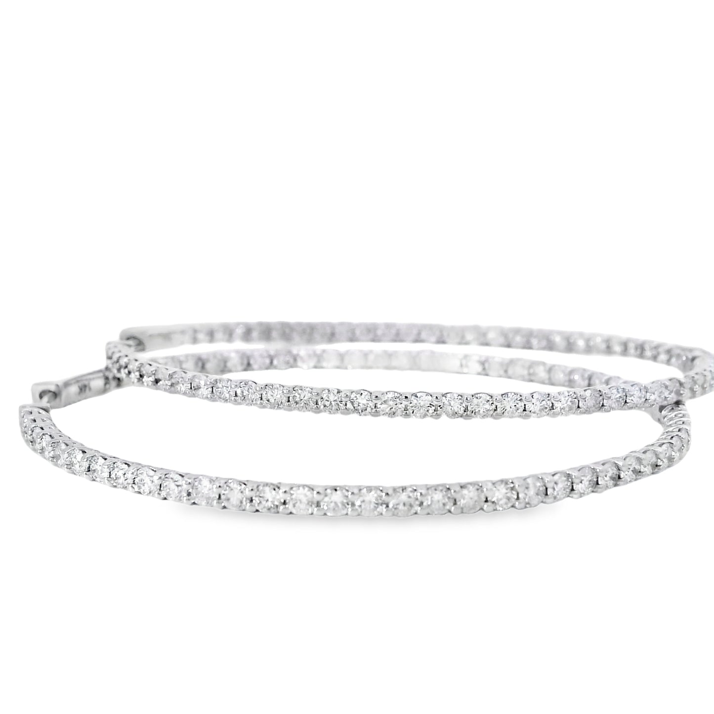 14k White Gold 6.80ctw Natural Round Brilliant Diamond Inside Out Hoops