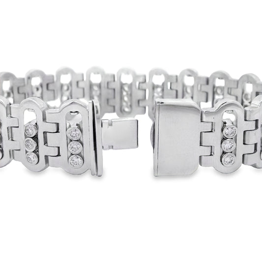 14k White Gold 3.25ctw Link Bracelet set With Diamonds