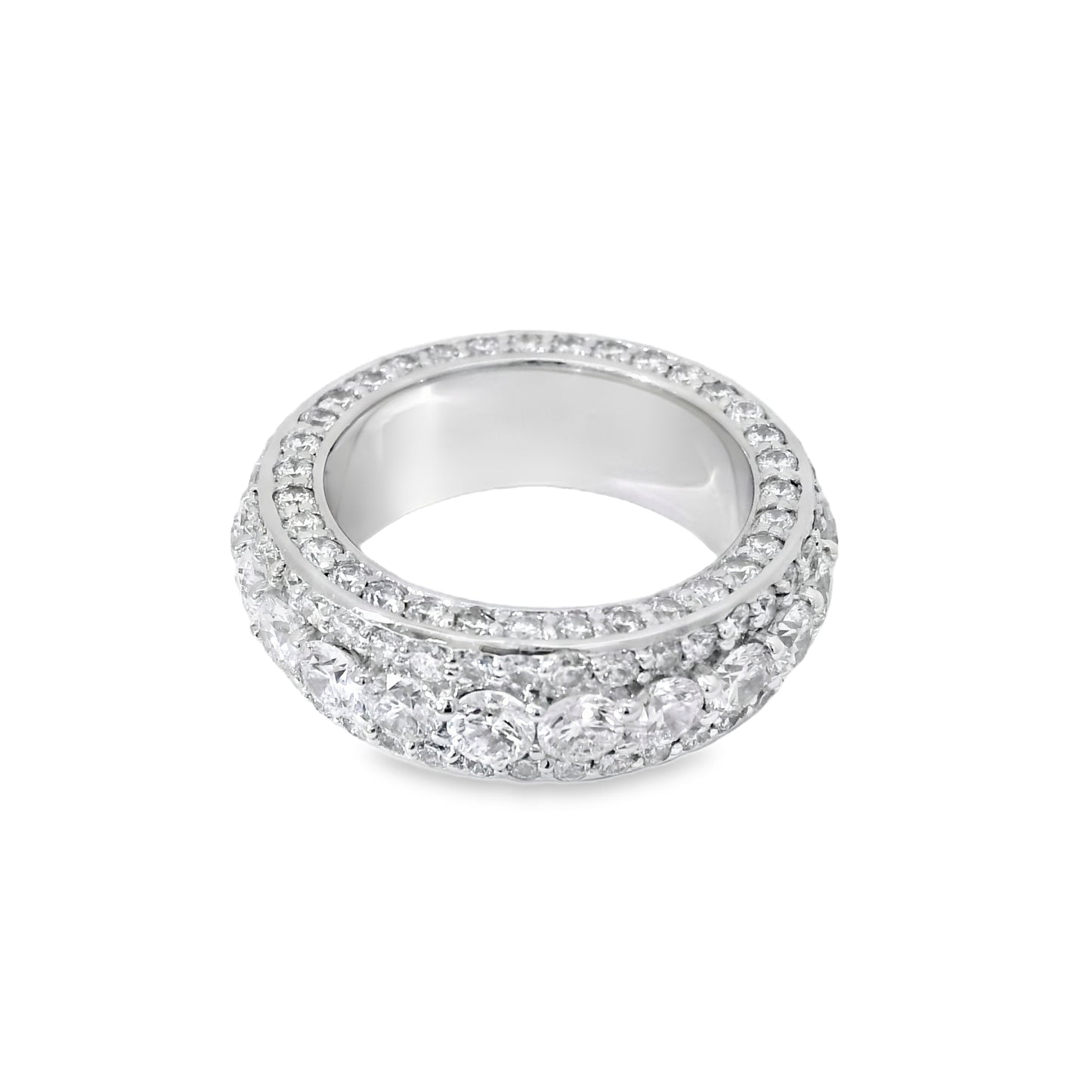14k White Gold 4.85ctw Triple-row Diamond Band