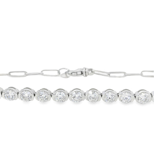 14k White Gold 2.58ctw Natural Round Brilliant Diamond Linked Bracelet