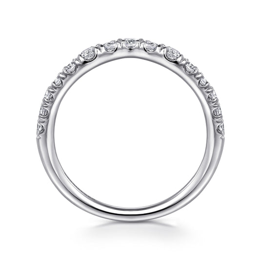 Curved Platinum French Pave Diamond Wedding Band — Gabriel & Co. AN10969PT4JJ