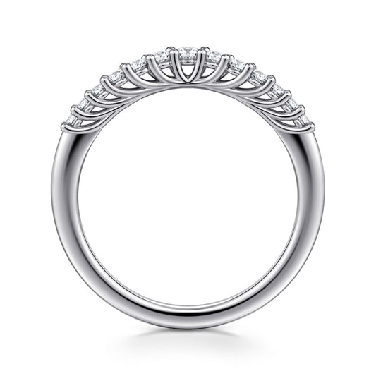 Curved Platinum Shared Prong Diamond Wedding Band — Gabriel & Co. AN10975PT4JJ